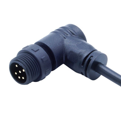PA66 Sekrup Jenis Waterproof Konektor M12 Kepala siku untuk Daya Listrik IP68