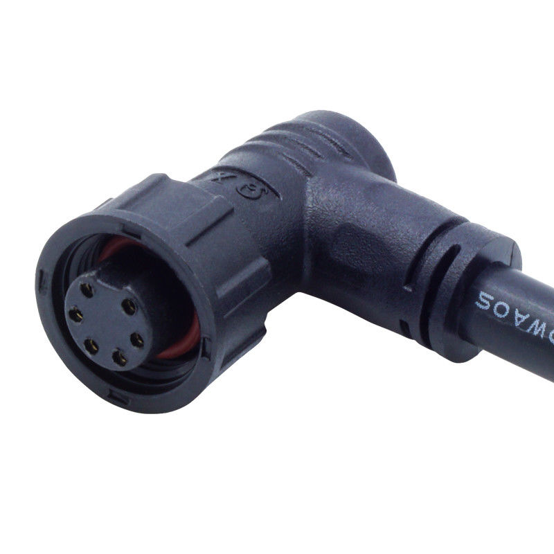 PA66 Sekrup Jenis Waterproof Konektor M12 Kepala siku untuk Daya Listrik IP68